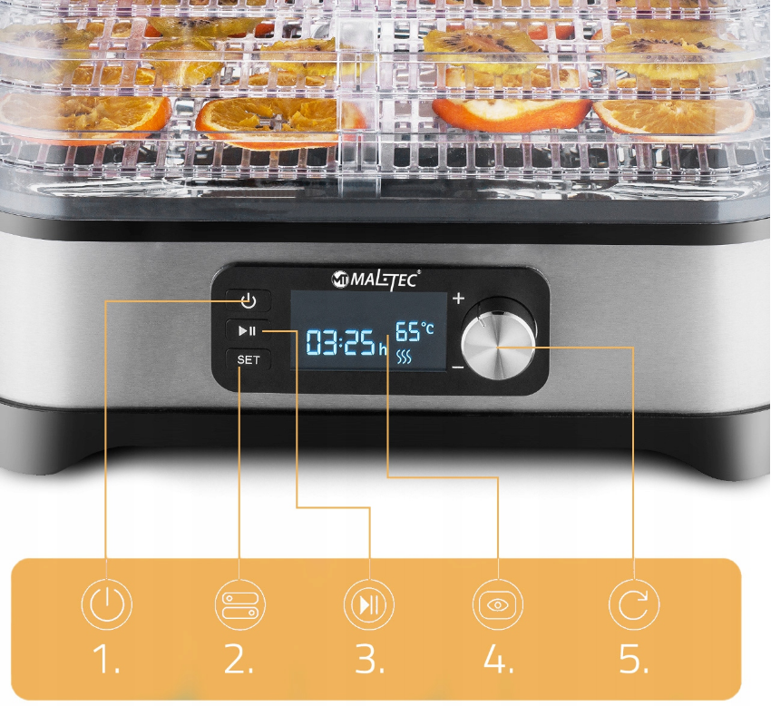 Сушарка для фруктів та овочів Maltec PerfectDry 450 Вт (1927181425) - фото 7 Сушарка для фруктів та овочів Maltec PerfectDry 450 Вт (1927181425) - фото 7