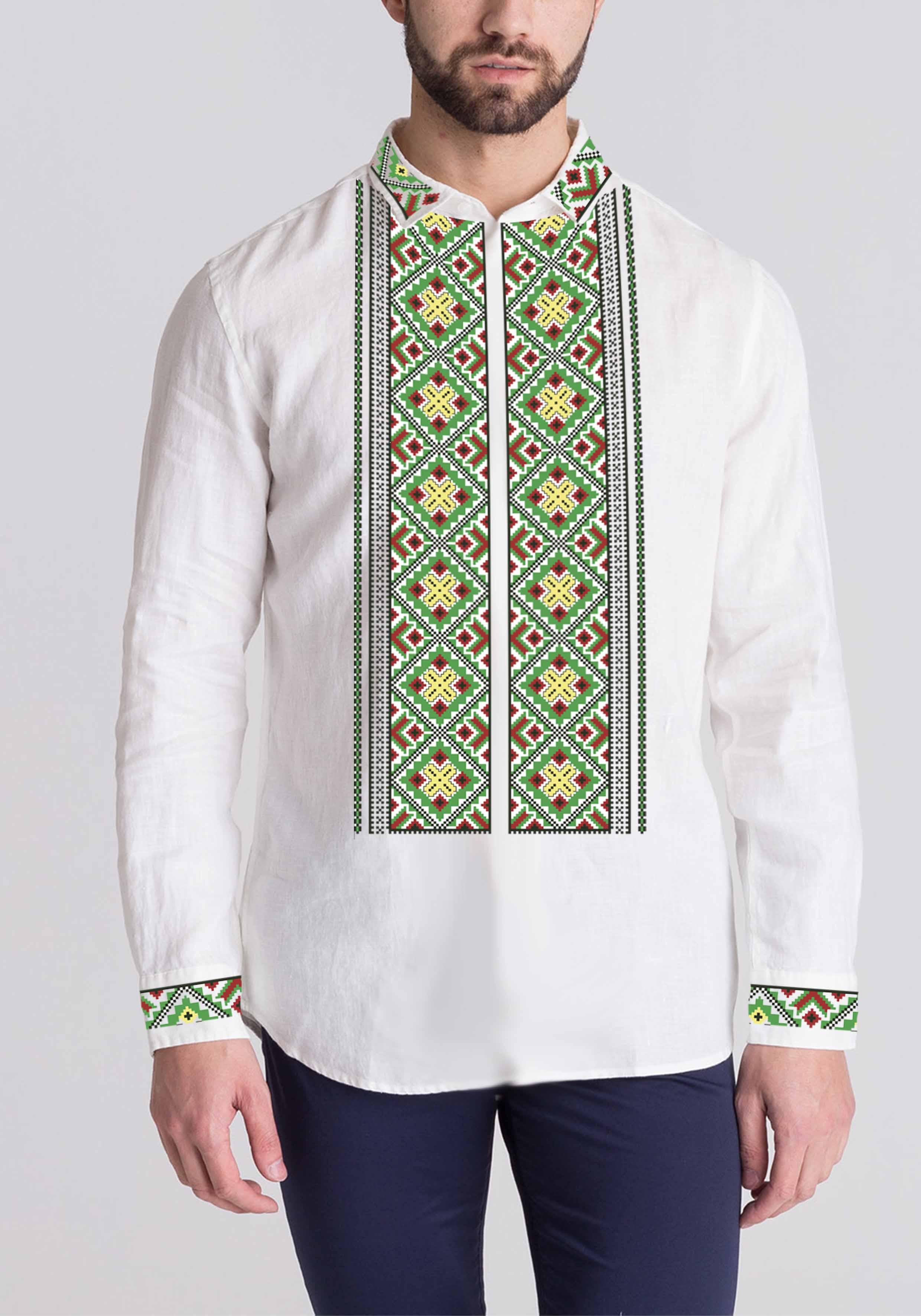 Заготовка для вышивки нитями или бисером/рубашка мужская не пошитая СЧД-319 домотканное полотно