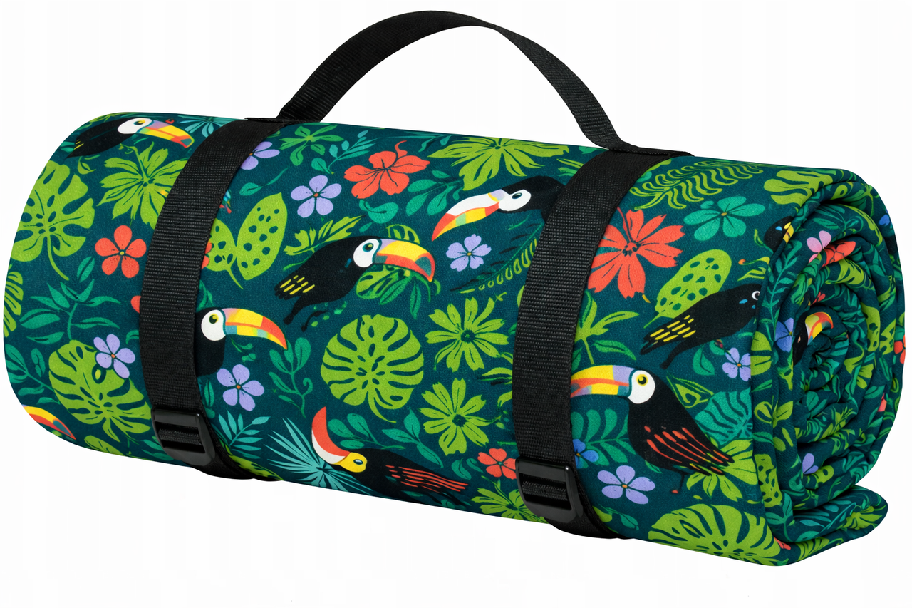 Плед складной утепленный для пикника Bolan Home&Design Toucan пляжный флис 130x170 см