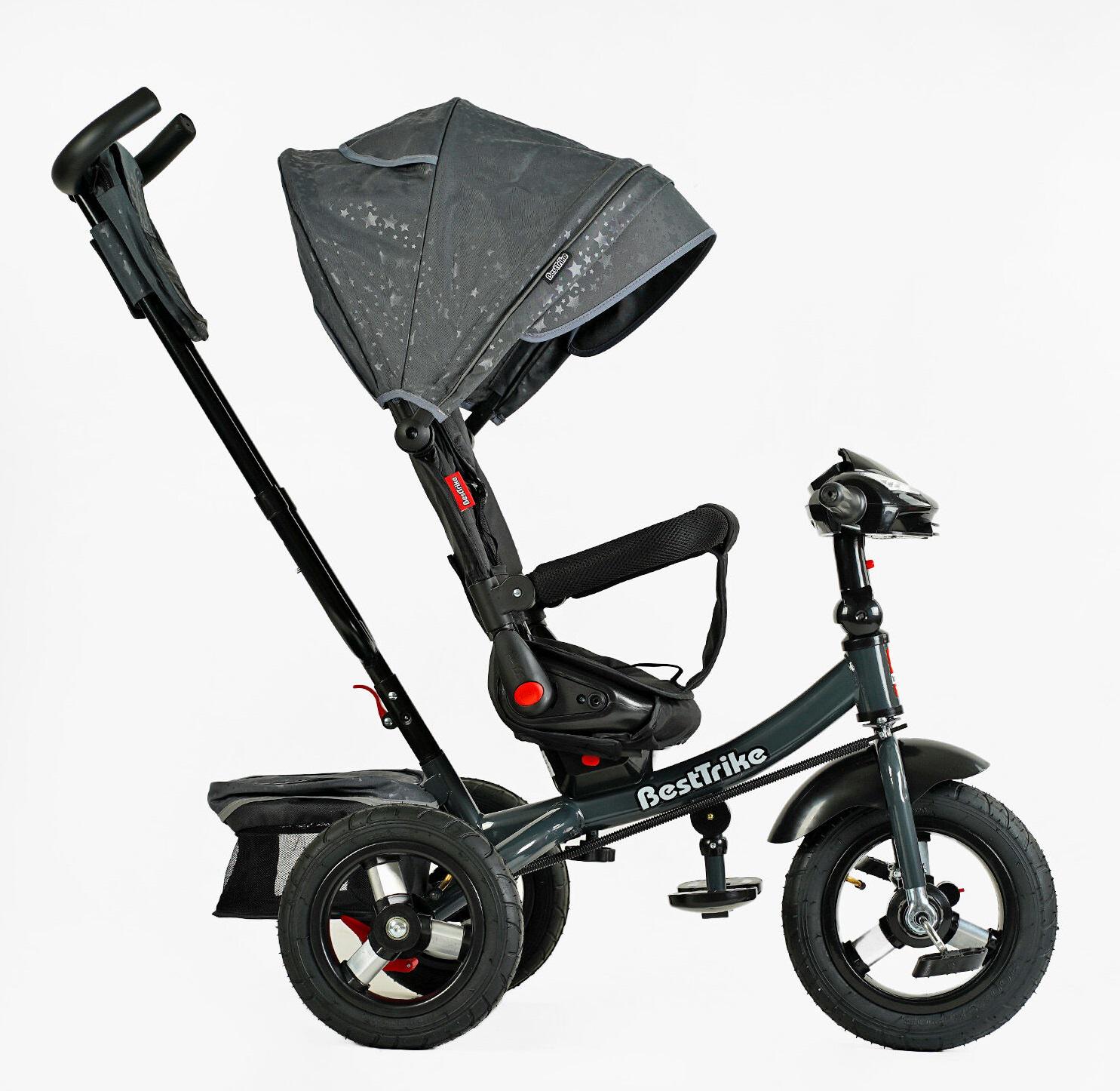 Велосипед 3-х колесный детский Best Trike надувные колеса/фара музыкальная/с USB/пульт Black (150259) - фото 3