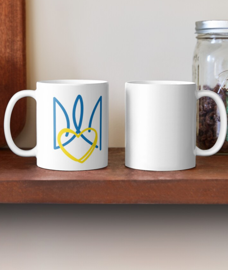 Чашка керамічна з принтом Герб та серце України 330 мл Білий (УКР208Ч) - фото 2 Чашка керамічна з принтом Герб та серце України 330 мл Білий (УКР208Ч) - фото 2