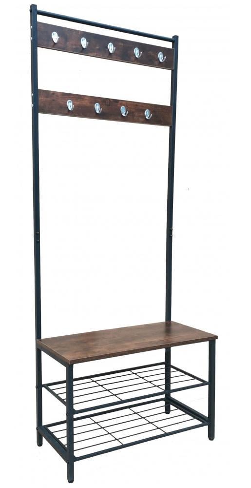 Вішалка підлогова для верхнього одягу Bonro 126 лофт на 9 гачків металева Темно-коричневий (147-76-42800037)