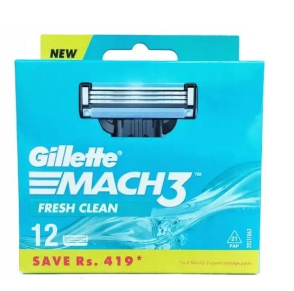 Змінні картриджі для гоління чоловічі GILLETTE Mach 3 Fresh Clean 12 шт.