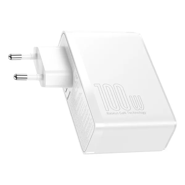 Адаптер BASEUS GaN2 Pro Quick Charger 2 USB/2 Type-C QC/PD 100W 5A White - фото 3