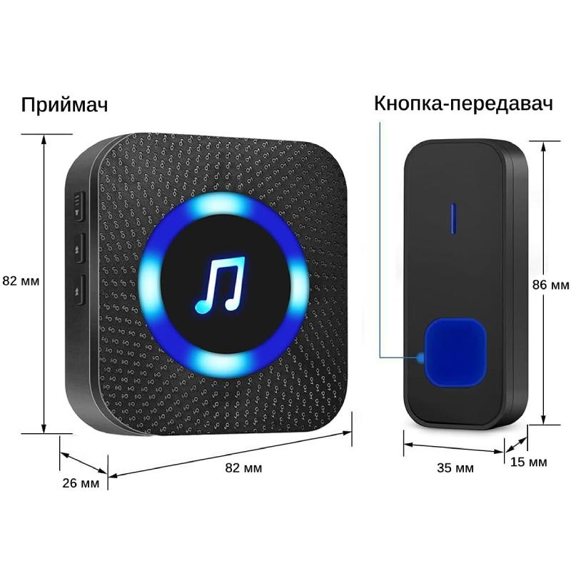 Звонок дверной Wireless Doorbell N9 Черный (3309787) - фото 4