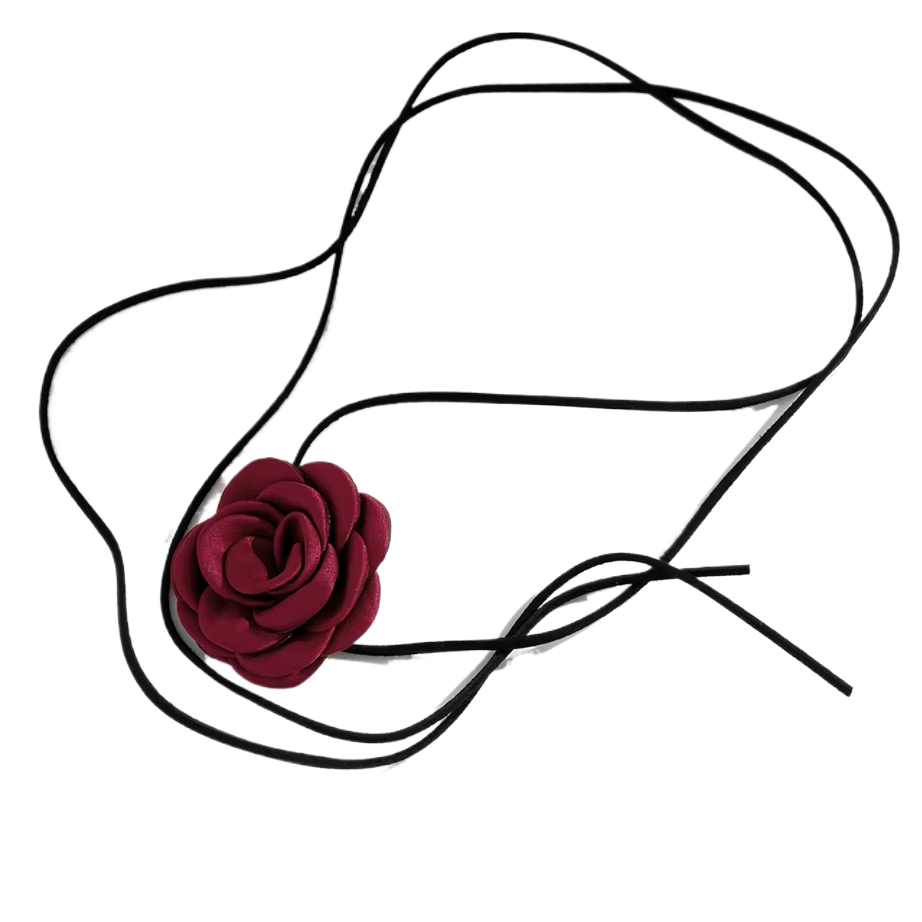 Чокер на шию з оксамитовою квіткою трояндою Чорний (U9389) - фото 1