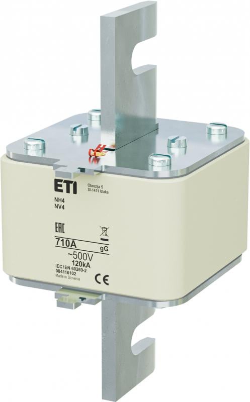 Предохранитель ножевой с плавкой вставкой ETI 710А gG NH4 500 В для держателей PK4 (4116102)