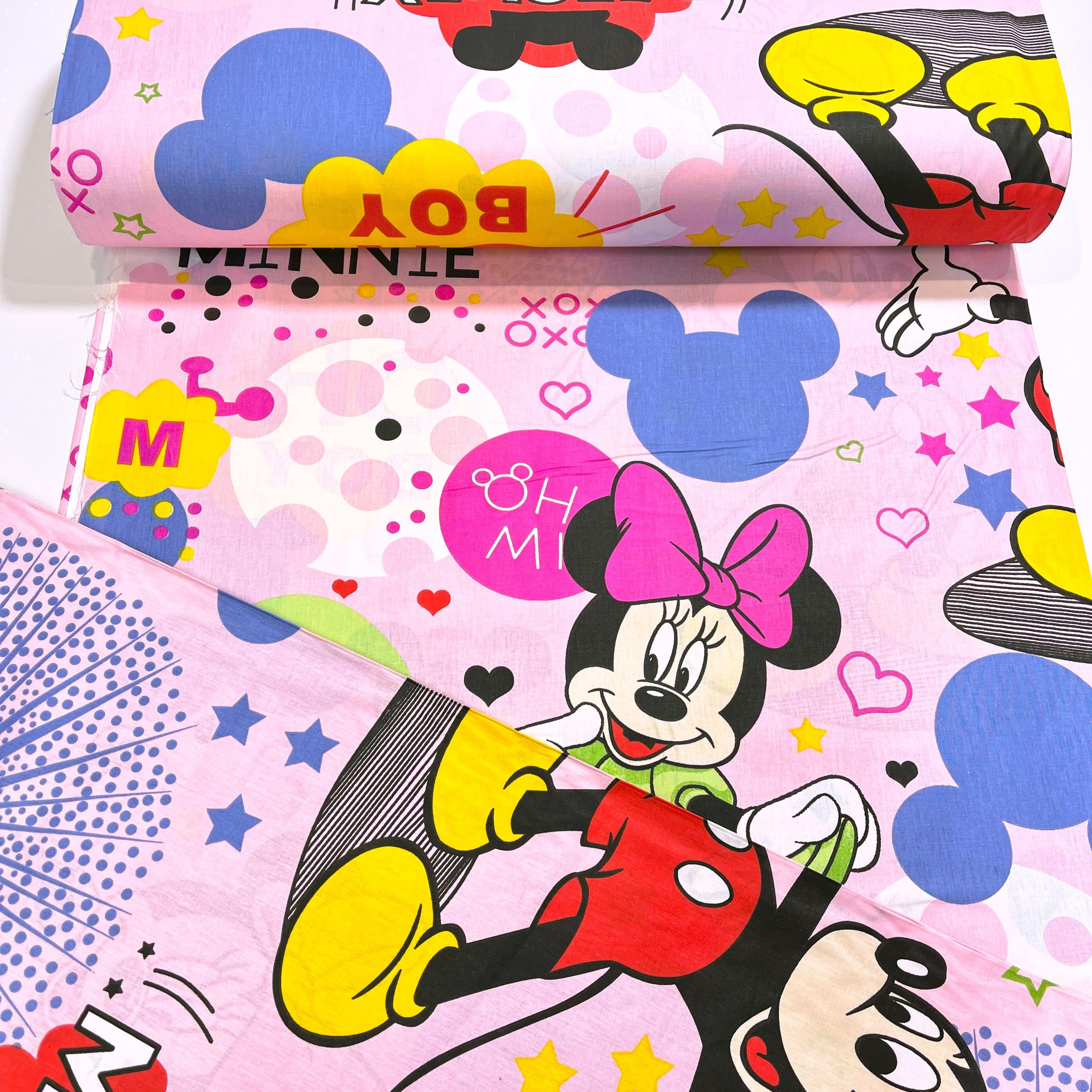 Ткань для постельного белья ранфорс Mickey Mouse 240 см Розовый (G-9682/20 01657)