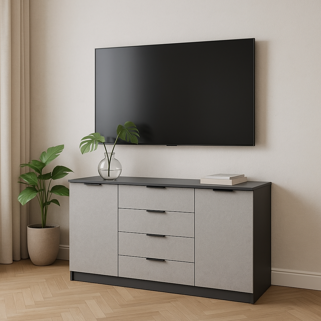 Комод 3 SENAM 860х1600х450 мм ДСП Антрацит/Серый Камень Комод 3 SENAM 860х1600х450 мм ДСП Антрацит/Серый Камень