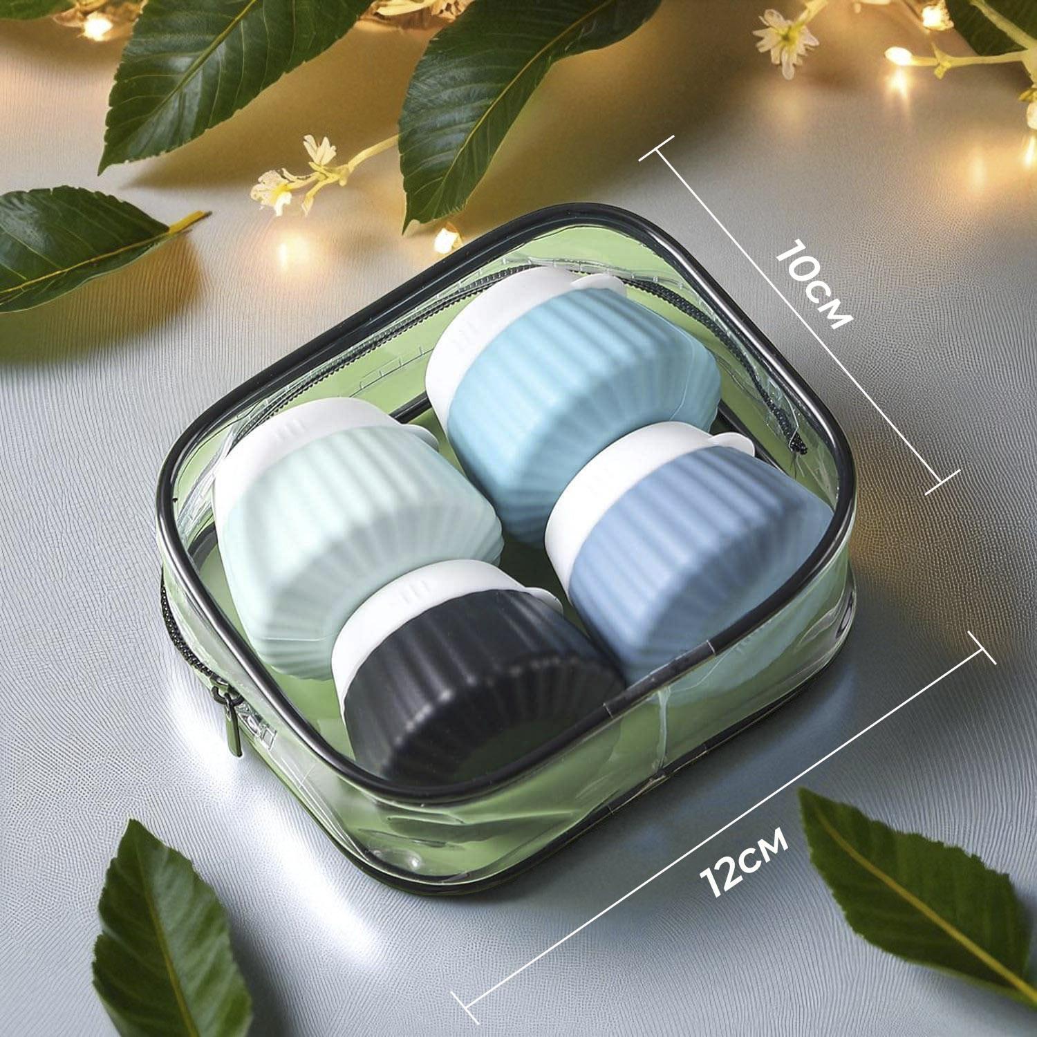 Дорожный набор баночек для косметики Univerza силиконовый 4 шт. по 40 мл в косметичке Синий - фото 7