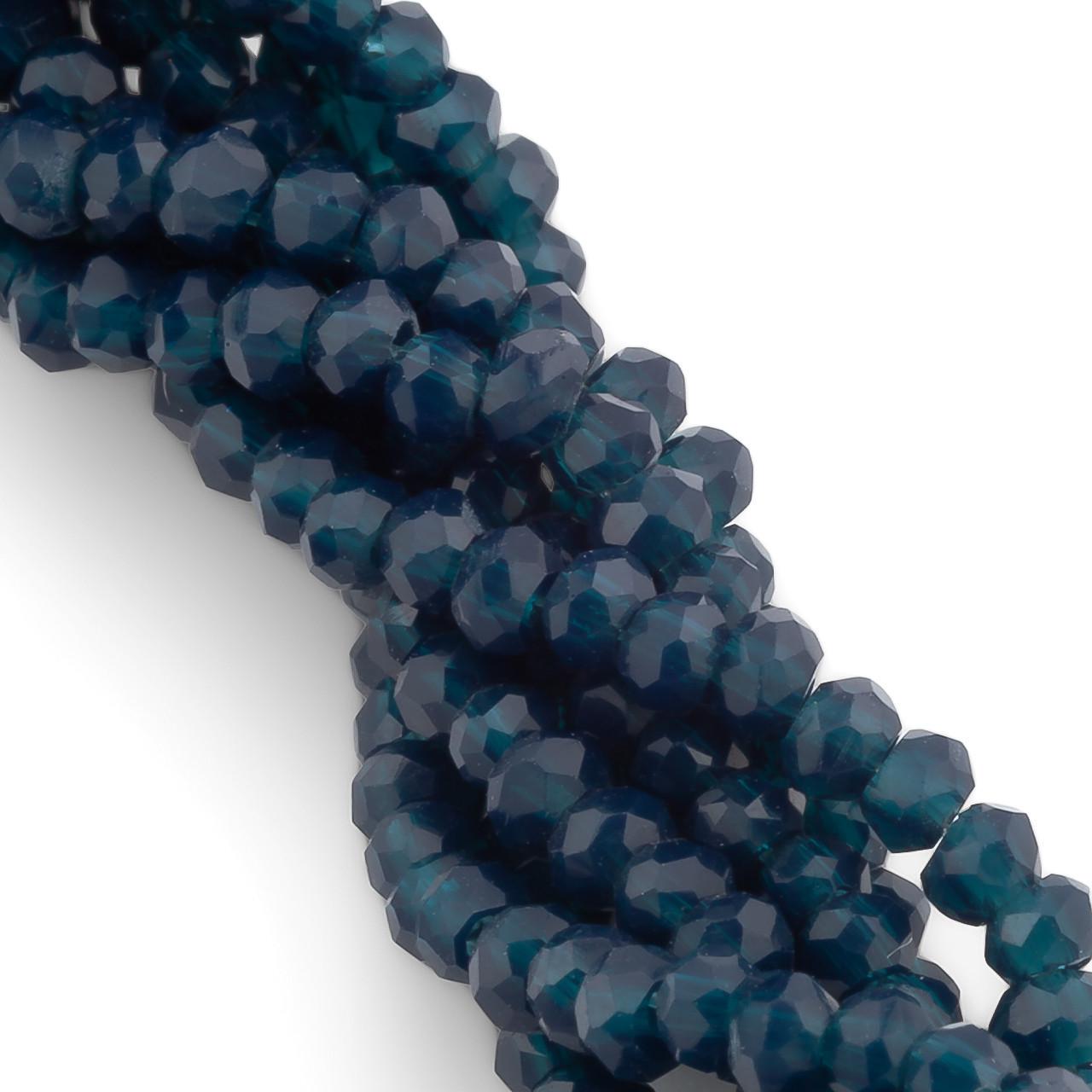 Бусины хрустальные на нитке в форме ронделя с огранкой 2.5х2 мм 170 шт. Темно-синий/Зеленый (БС0202а37)