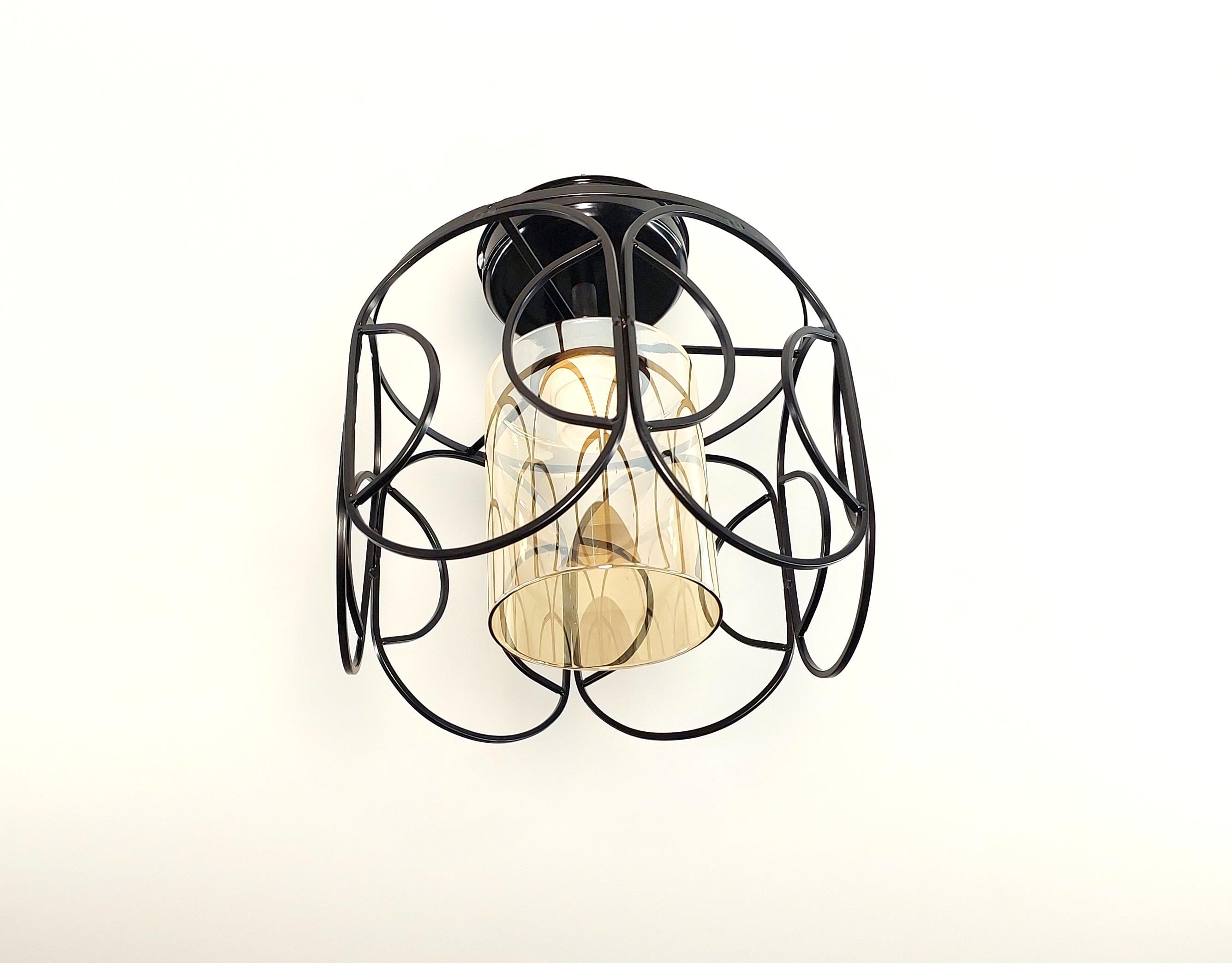 Люстра на одну лампу подвесная металлическая Черный (3883B)