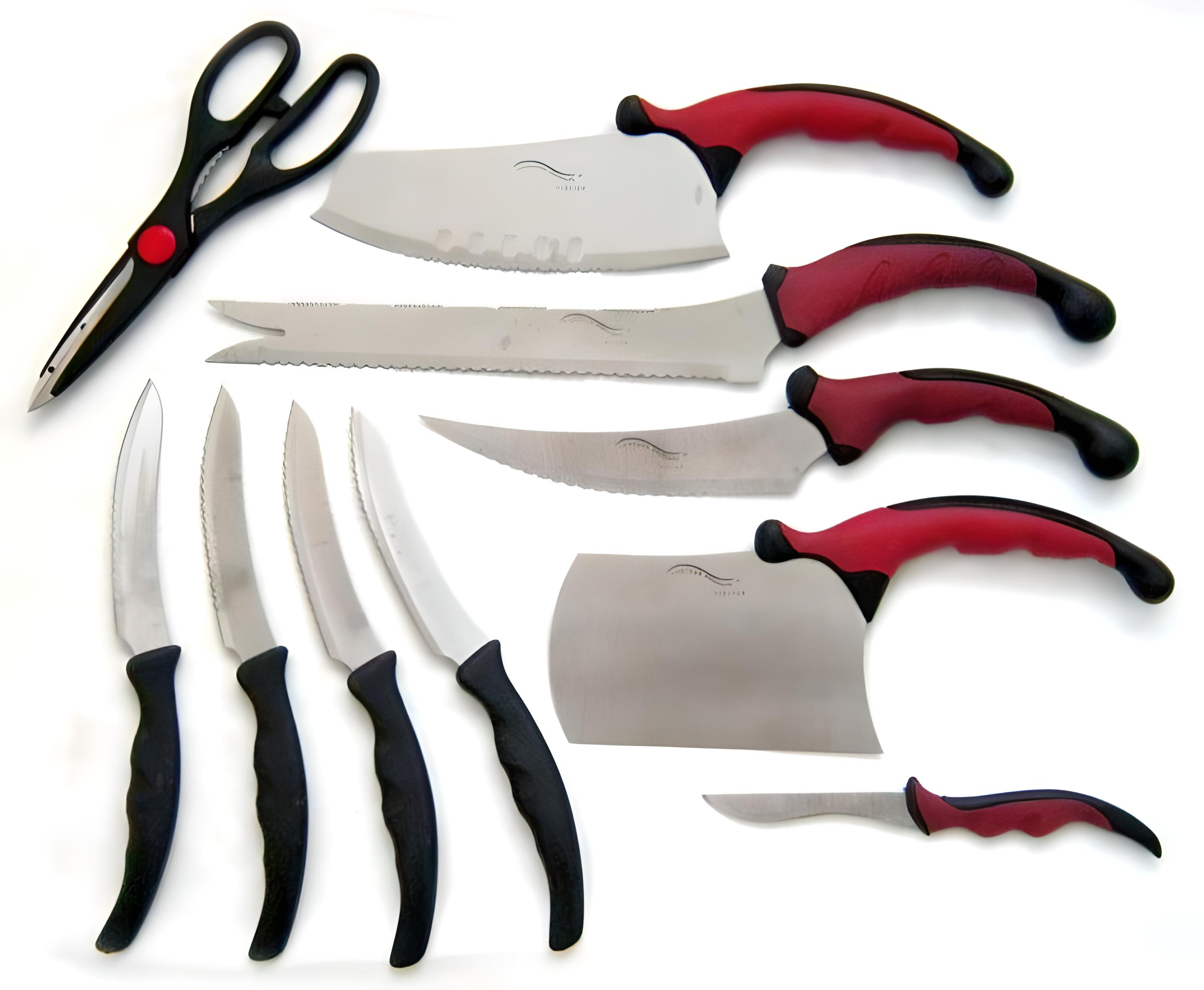 Набор кухонных ножей 10в1 Contour Pro Knives с магнитной лентой Красный (551587)