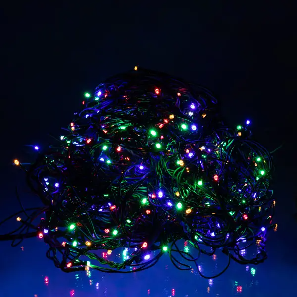 Гірлянда мережна Бахрома вулична 36 м 600 LED діодів від мережі чорна нитка Різнокольоровий (36МBML) - фото 8