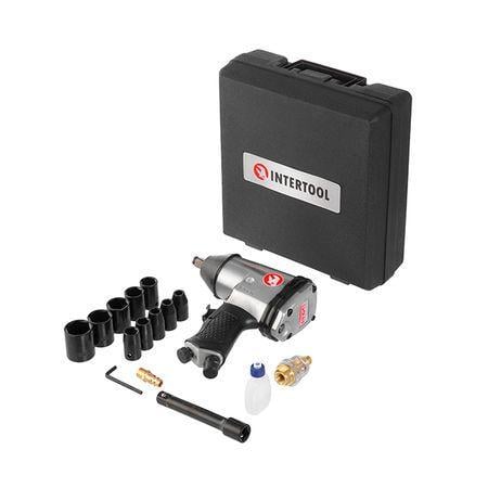 Гайковерт пневматический в чемодане Intertool набор головок 17 ед 1/2" (PT-1101)