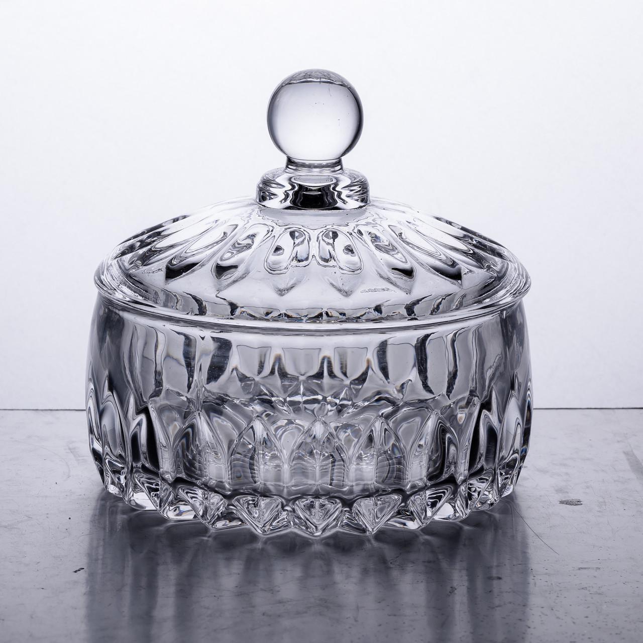 Цукерниця з кришкою HP-4-124 кругла скляна 13 см Прозорий (6983) - фото 6 Цукерниця з кришкою HP-4-124 кругла скляна 13 см Прозорий (6983) - фото 6