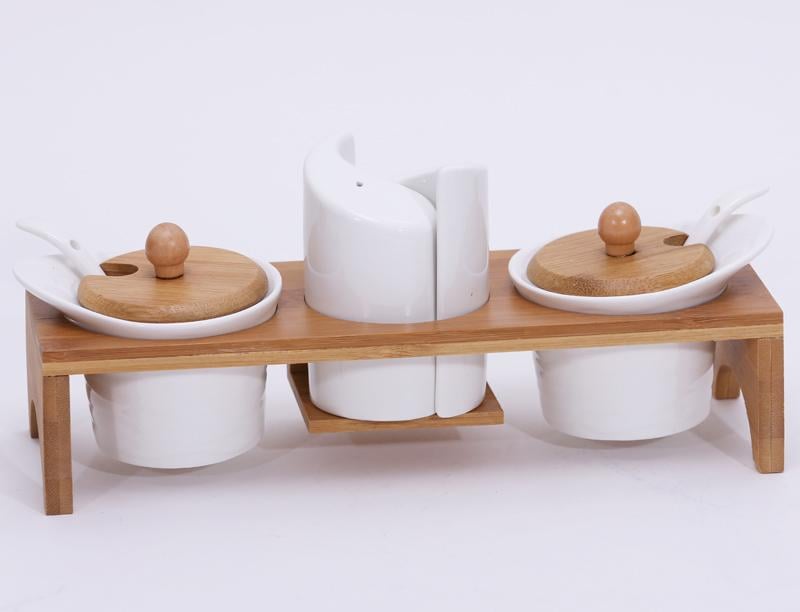 Набор спецовников Ceram-Bamboo 26,5x9,5x11 см на деревянной подставке (BD-289-188)