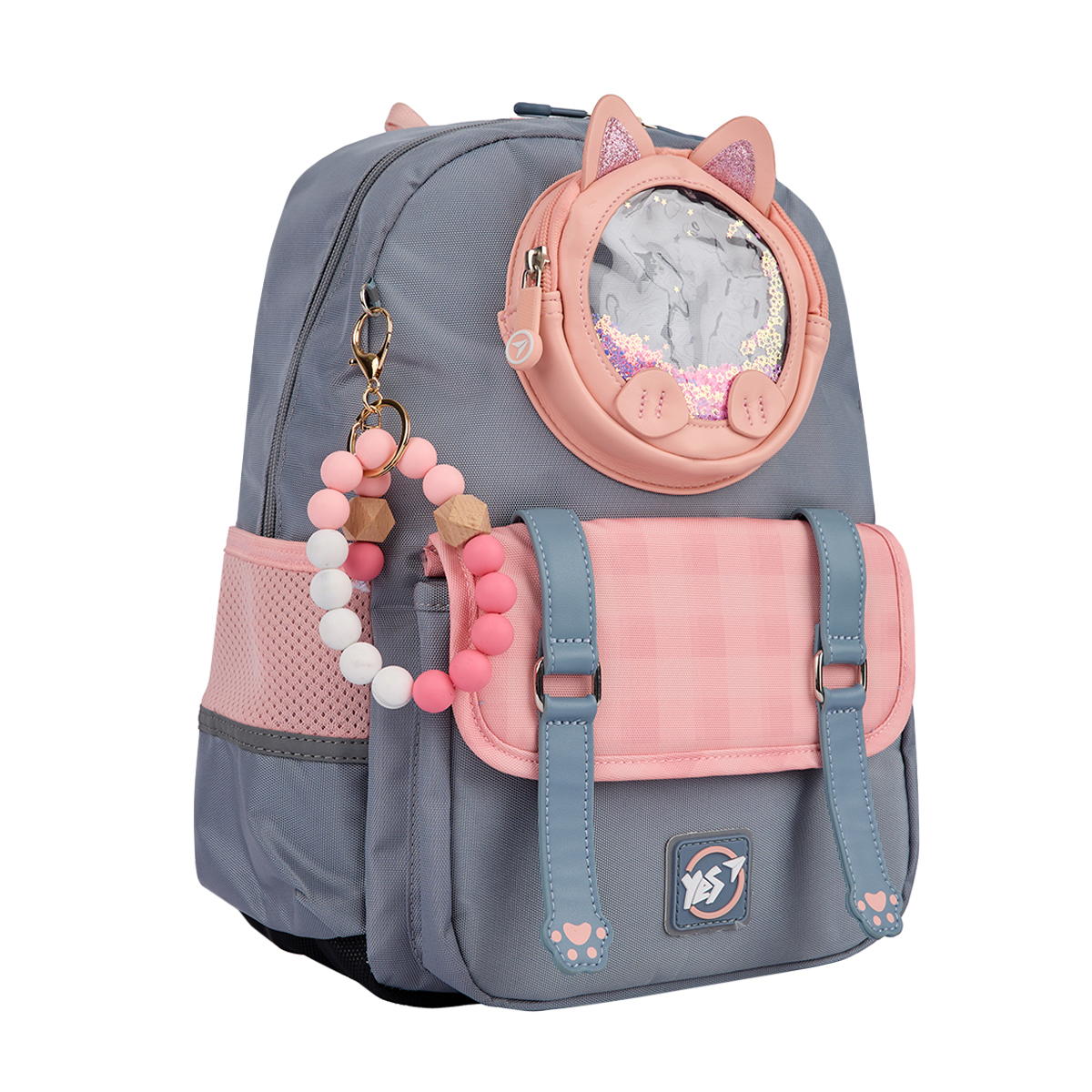 Рюкзак школьный YES S-104 Glamour Kitty 36х26х13 см Серо-розовый (559833)