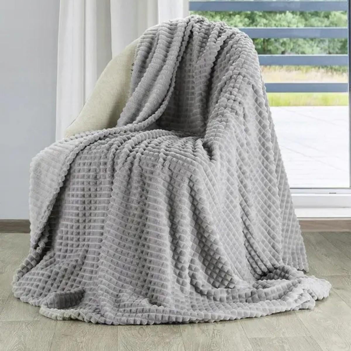 Плед Koloco Крокодил 3D двуспальный 3,5 см 180х200 см Серый (43187)