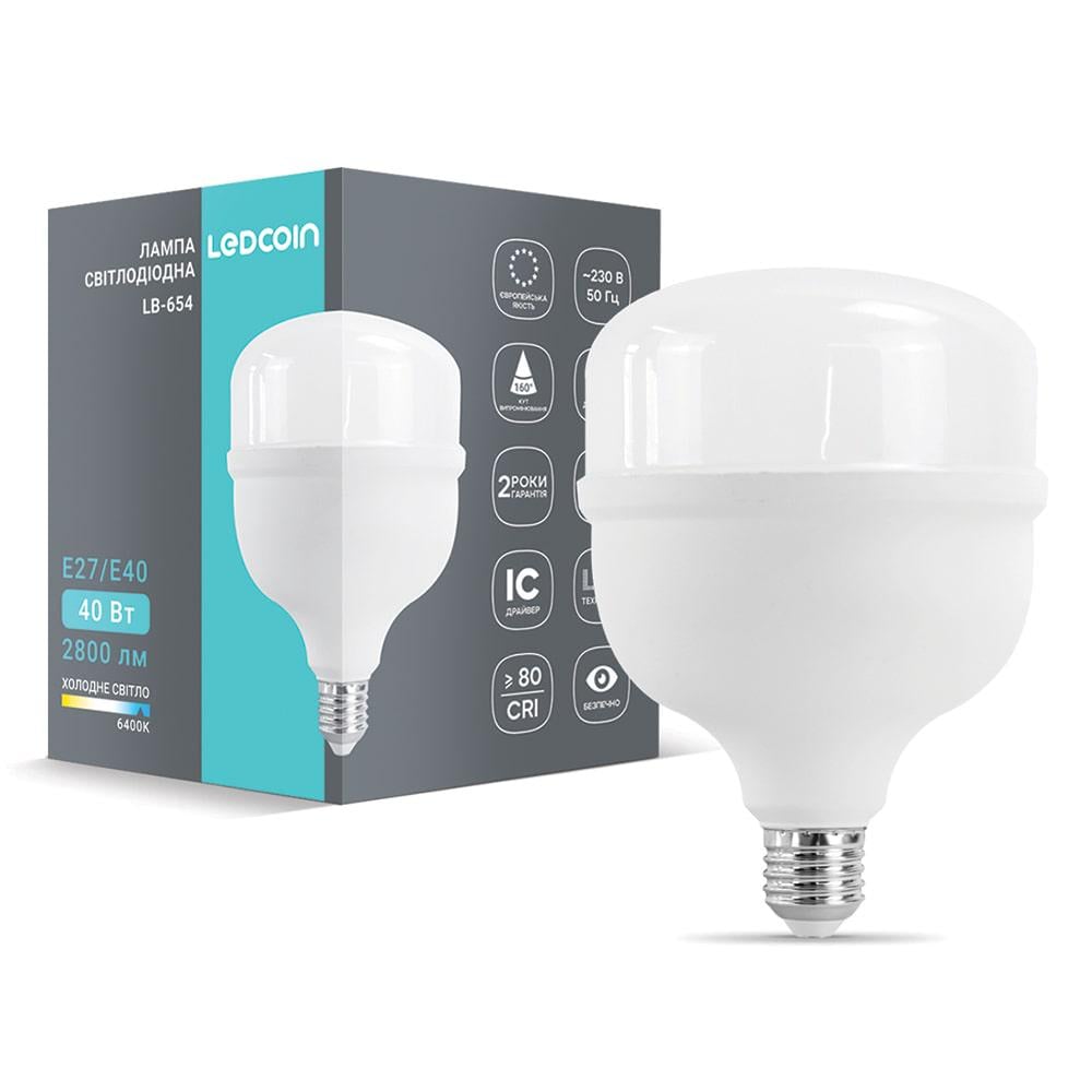 Светодиодная лампа LEDCOIN LB-654 40Вт Е27-E40 6400K (80476)