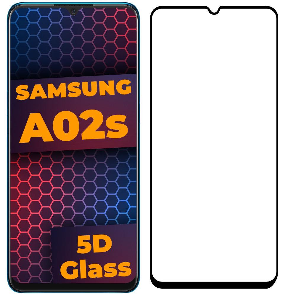 Стекло 5D Samsung Galaxy A02s A025 защитное Full Glue Black (19968)