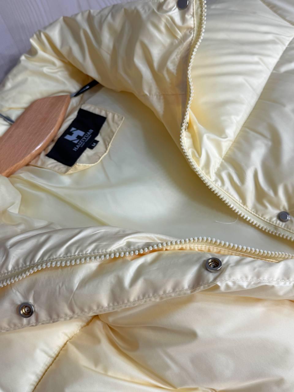 Куртка женская HAIZIYUAN 8606 короткая пуффер с воротником XL Желтый (4794) - фото 5 Куртка женская HAIZIYUAN 8606 короткая пуффер с воротником XL Желтый (4794) - фото 5