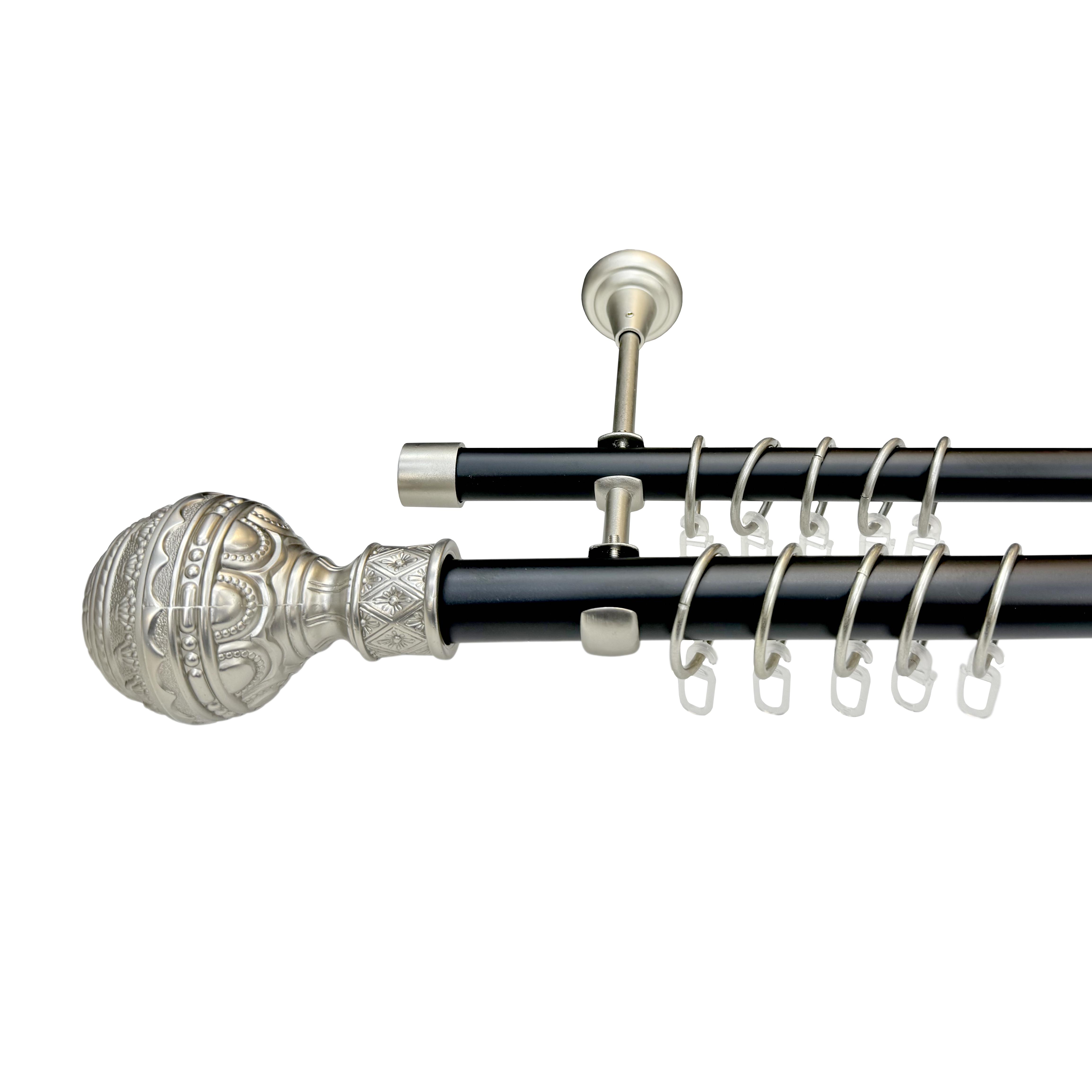 Карниз металевий Orvit Арабеска двохрядний 25/19 мм 160 см Чорний/Сатин (14580484)