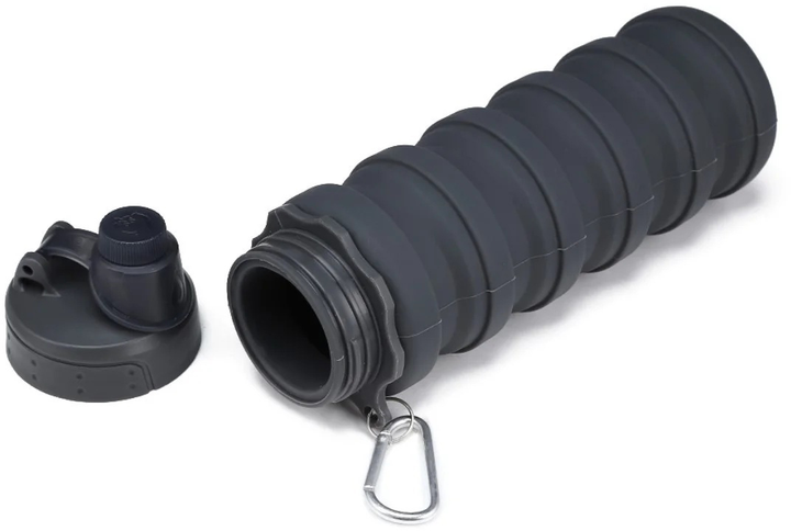 Пляшка для води силіконова складана EL-582 Чорний - фото 3 Пляшка для води силіконова складана EL-582 Чорний - фото 3