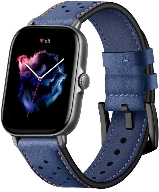 Ремешок кожаный Classico для Amazfit GTS 3 Blue (23739-28) - фото 1 Ремешок кожаный Classico для Amazfit GTS 3 Blue (23739-28) - фото 1