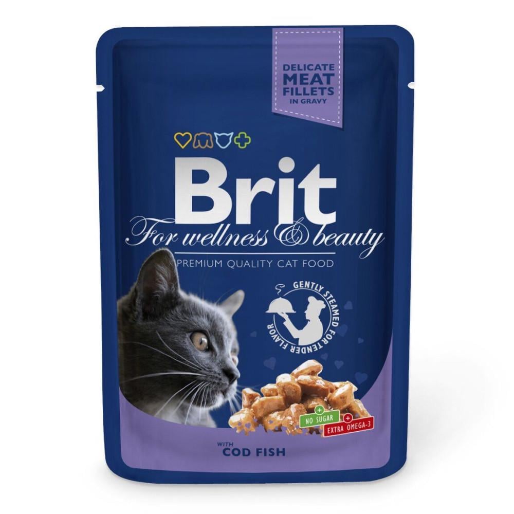 Корм для кошек влажный Brit Premium с треской 100 г (123)
