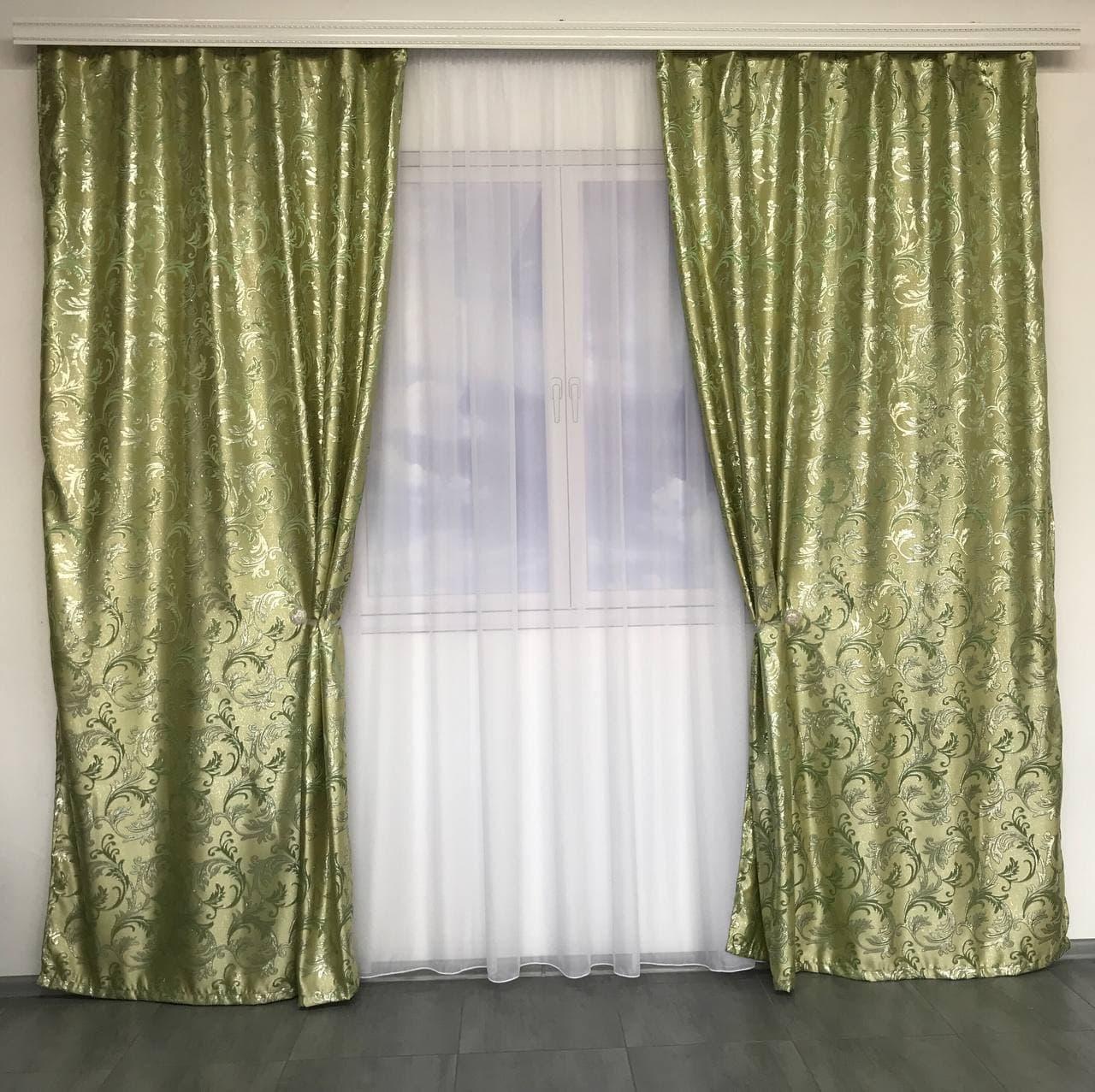 Шторы жаккардовые ALBO 150x270 см 2 шт. Cалатовый