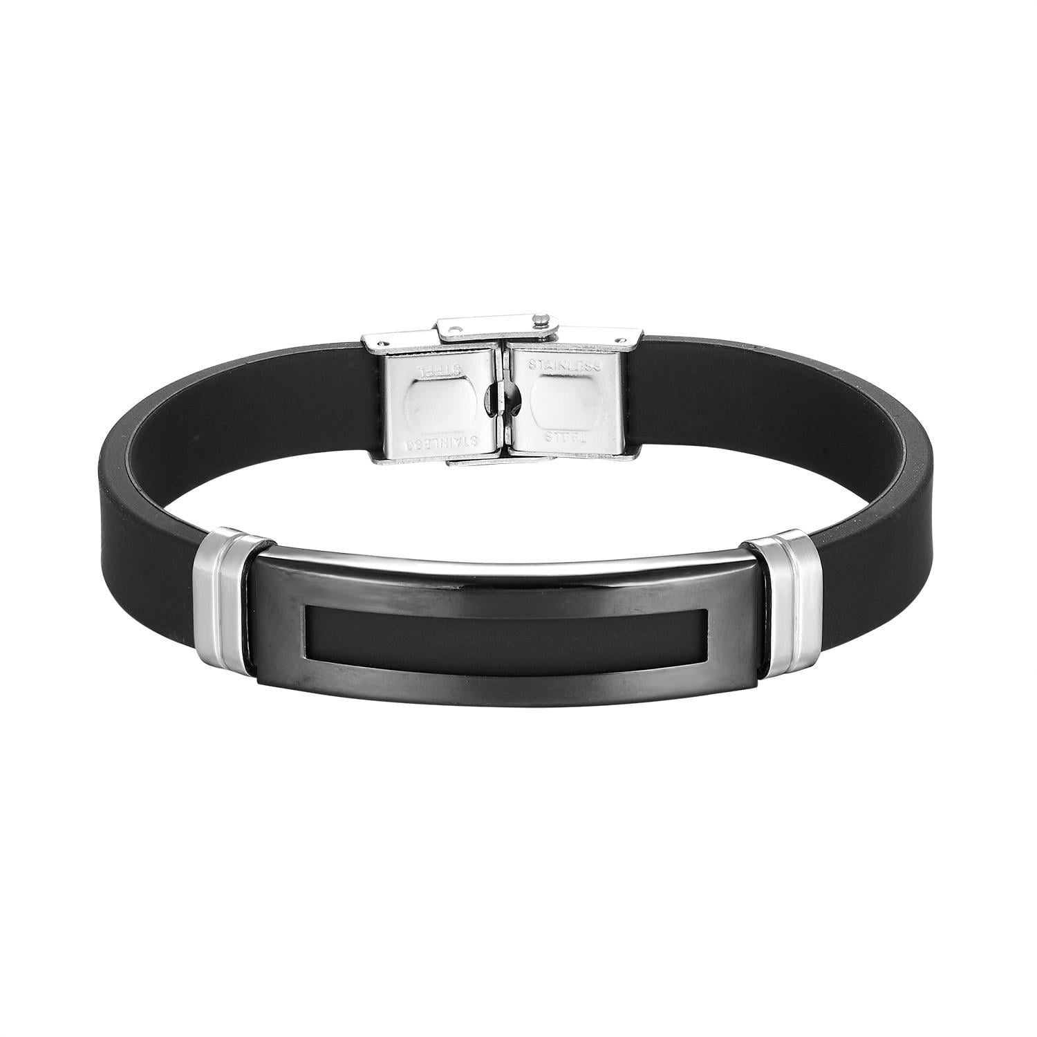 Браслет из медицинской стали на силиконовом ремешке 20 см (BSS-075)