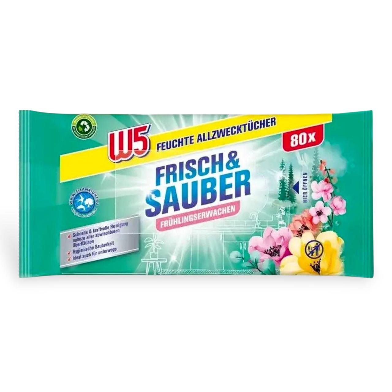 Серветки вологі для прибирання W5 Весняне пробудження 80 шт.