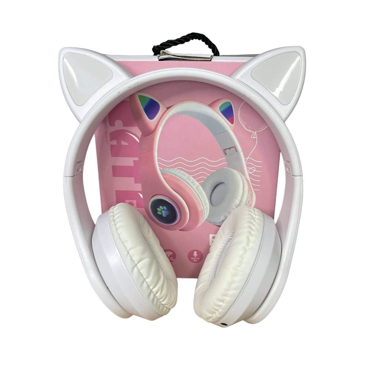 Наушники с ушками Cat Ear В39М беспроводные с подсветкой/FM-радио/MicroSD/Bluetooth Белый (235132523) - фото 2