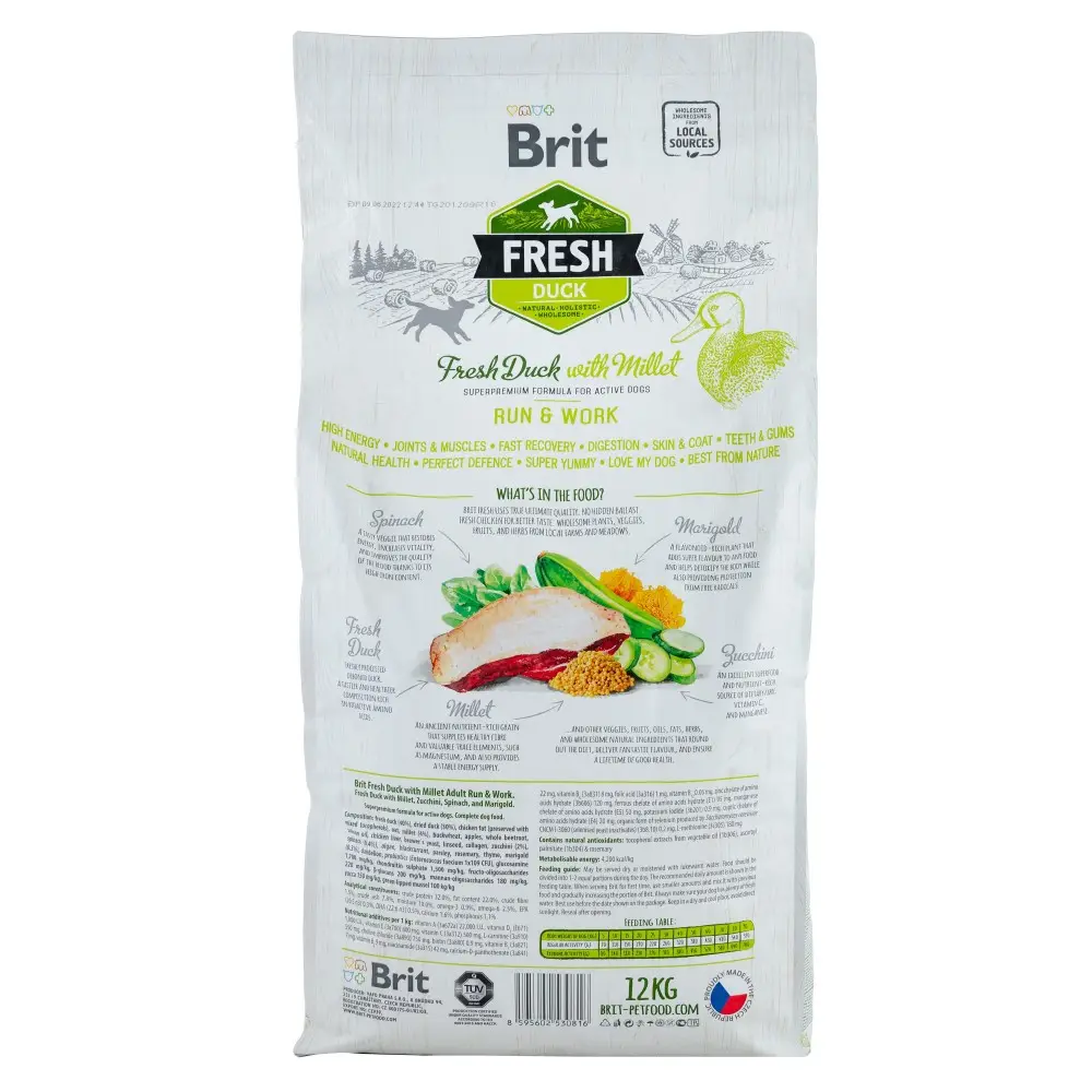 Сухий корм Brit Fresh для дорослих активних собак з качкою та пшоном 12 кг (170997/30816) - фото 2