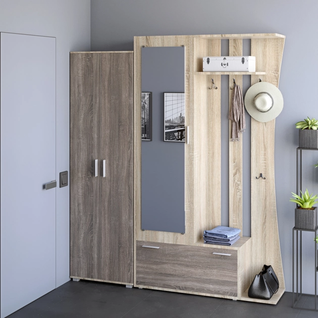 Прихожая Эверест Бриз-7 комплект Дуб сонома/Трюфель (ЕВ20504)