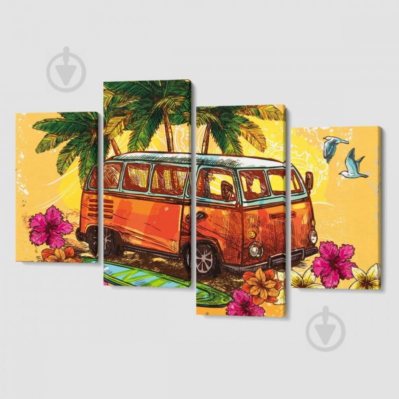Модульная картина из четырех частей Malevich Store 129x90 см Funny Bus (MK412826)