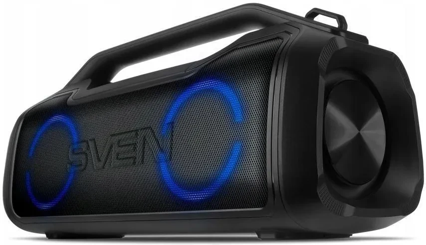 Колонка Bluetooth Sven PS-390 IPX5 TWS RGB подсветка Power Bank USB Type-C MicroSD 50 Вт Black (PS-390)