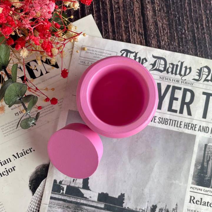 Банка гіпсова рожевого кольору з кришкою 100 мл (1482) - фото 4 Банка гіпсова рожевого кольору з кришкою 100 мл (1482) - фото 4