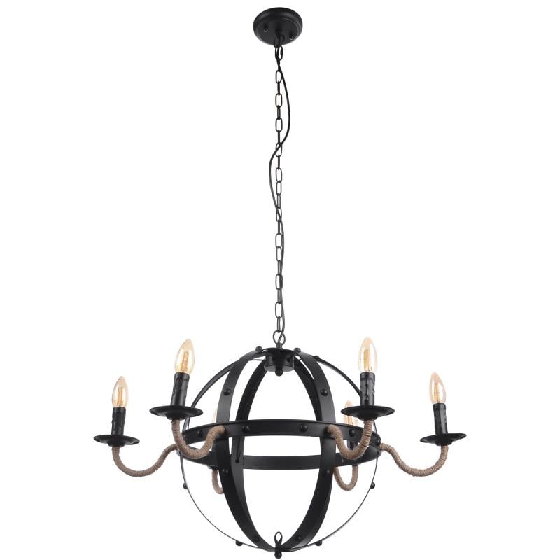 Люстра лофт підвісна свічка з канатом Brille BL-340S/8 E14 BK