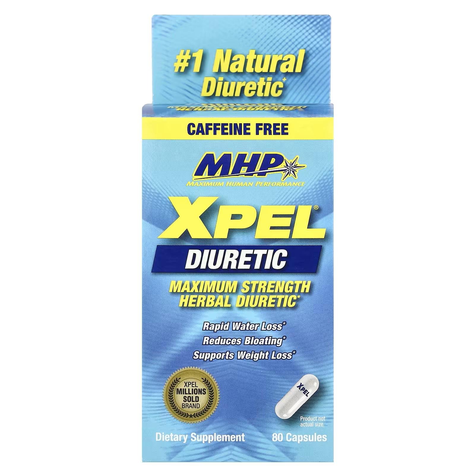 Таблетки мочегонные Mhp XPEL Diuretic Maximum Strength Caffeine Free 80 капс.