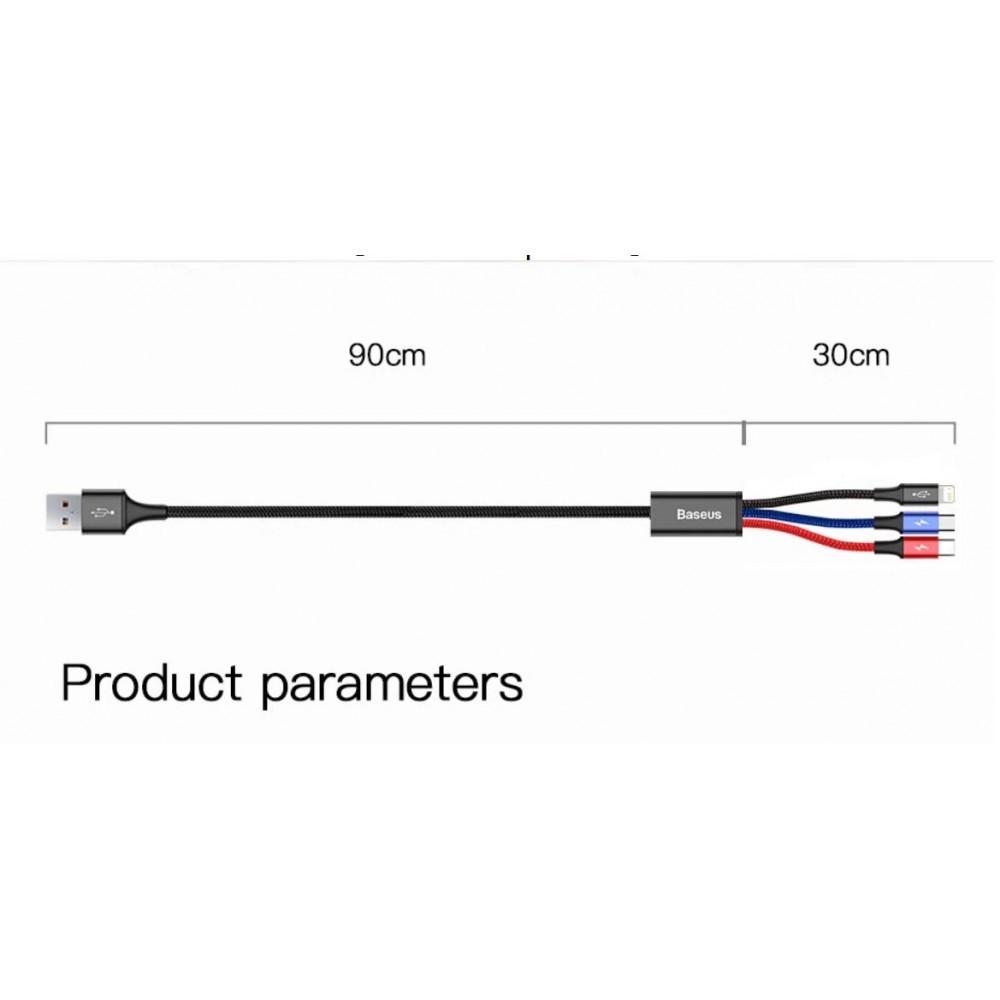 Кабель Baseus Type-C/Lightning/microUSB-USB 3в1 120 см (25397324) - фото 9 Кабель Baseus Type-C/Lightning/microUSB-USB 3в1 120 см (25397324) - фото 9