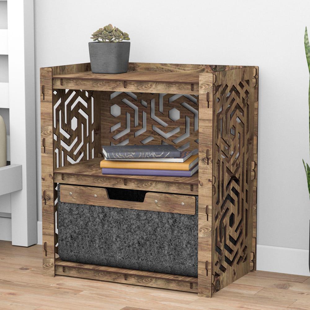 Тумба-столик прикроватная деревянная Hexagonica Chevron с черным ящиком 600х528х345 мм (111609) Тумба-столик прикроватная деревянная Hexagonica Chevron с черным ящиком 600х528х345 мм (111609)