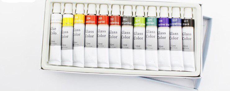 Набір акрилових фарб Worison для розпису скла 12 кольорів (GP-12) - фото 3 Набір акрилових фарб Worison для розпису скла 12 кольорів (GP-12) - фото 3