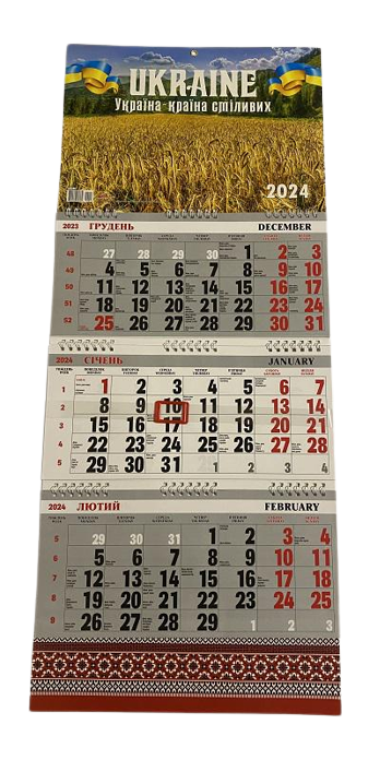 Календарь квартальный на 2024 год на 3 пружинах Украина страна смелых 13 (0118703)