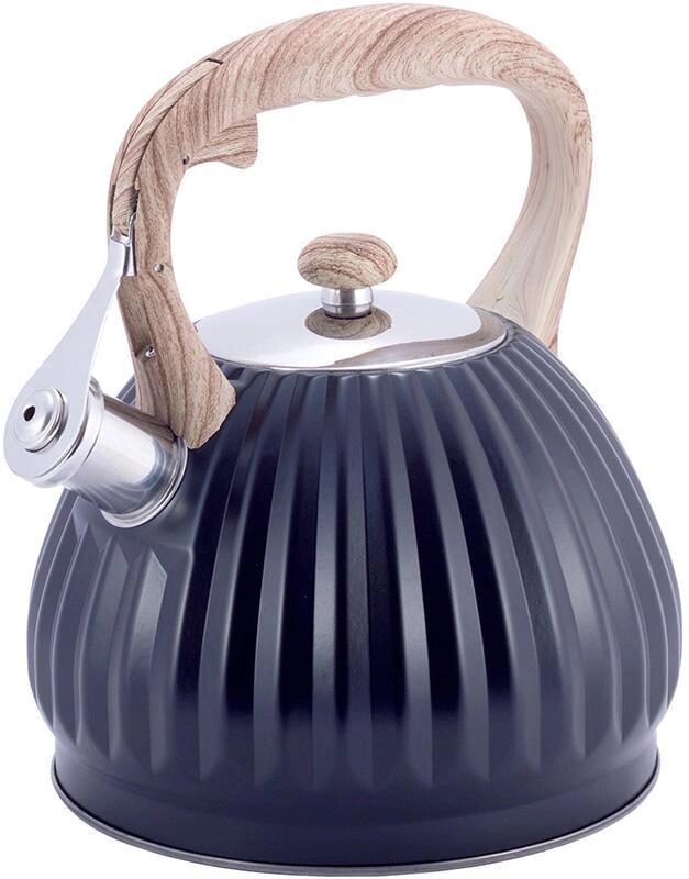 Чайник Kamille Whistling Kettle Black з нержавіючої сталі зі свистком 3 л Чорний (KM-1076)