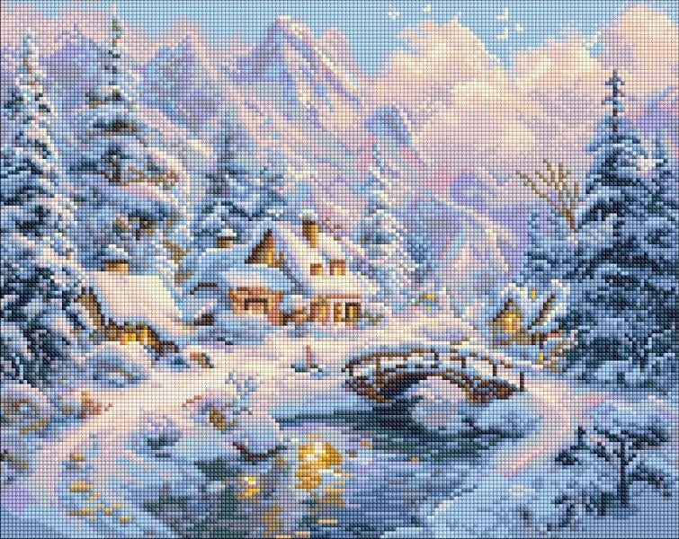 Алмазна мозаїка Зимовий затишок серед гір art_selena_ua 40х50 см (AMO20001)