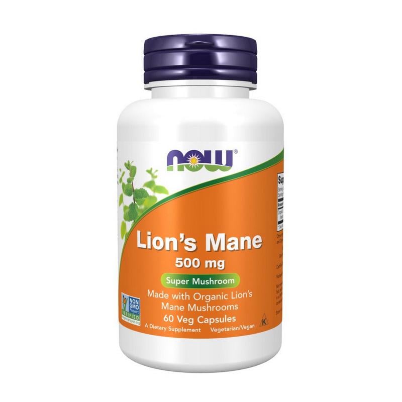 Ежовик гребенчатый NOW Lion's Mane 500 mg 60 вер. капс.