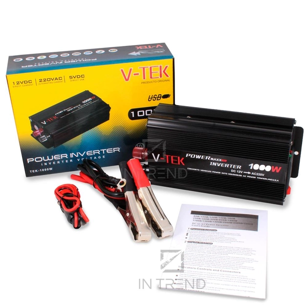 Автоінвертор V-TEK PowerMaxx-SSK1000W 12/220В Чорний (14-36-SSK1000W) - фото 4