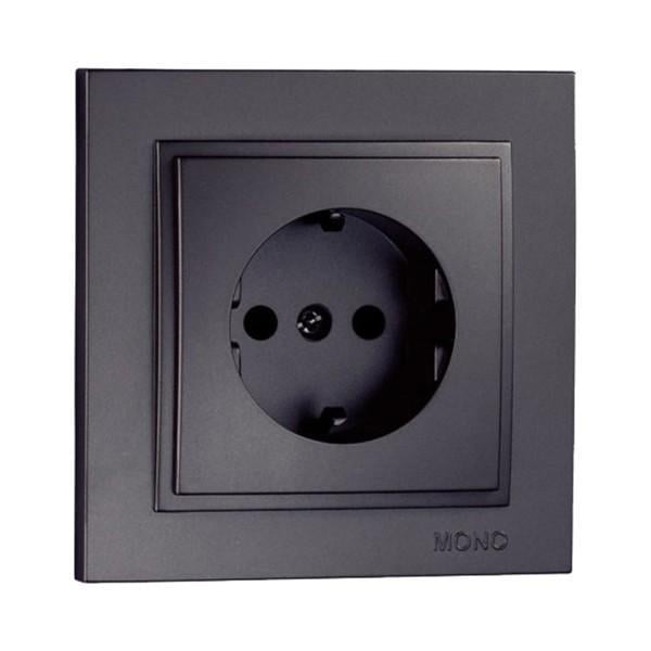 Розетка Mono Electric Despina одинарная с заземлением Графитовый (102-202021-117) Розетка Mono Electric Despina одинарная с заземлением Графитовый (102-202021-117)